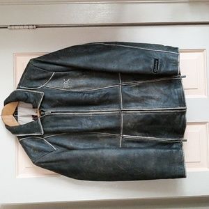 Hard Rock Cafe Distressed Gray Leather Jacket